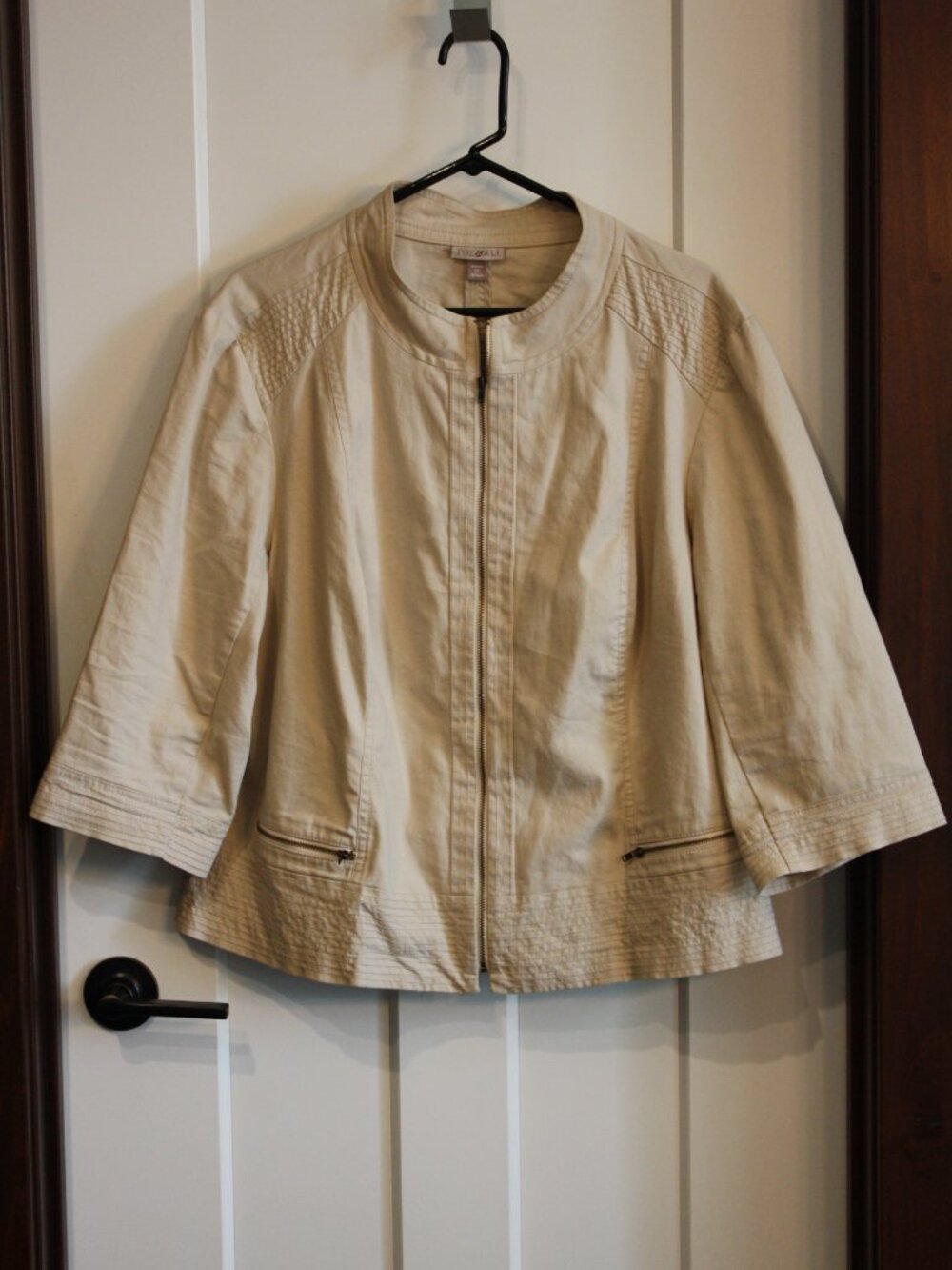 Roz & Ali, Tan, Zip up Jacket, size 2X
